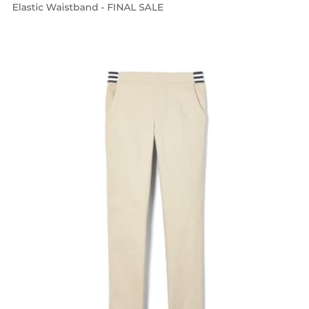 Beige Elastic Waistband Pants